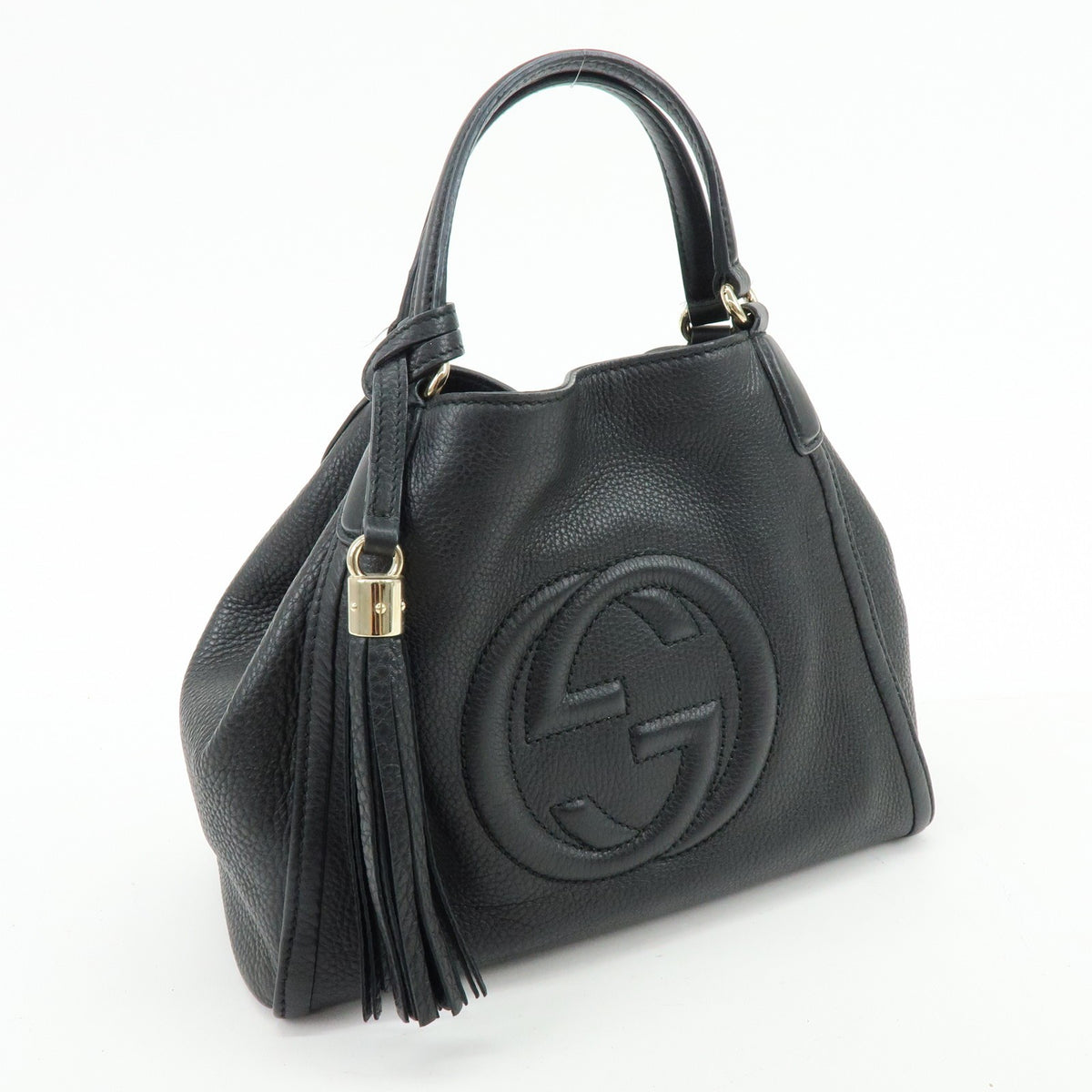 Gucci Soho Leather Black Leather Shoulder Bag Bag (Pre-Owned)