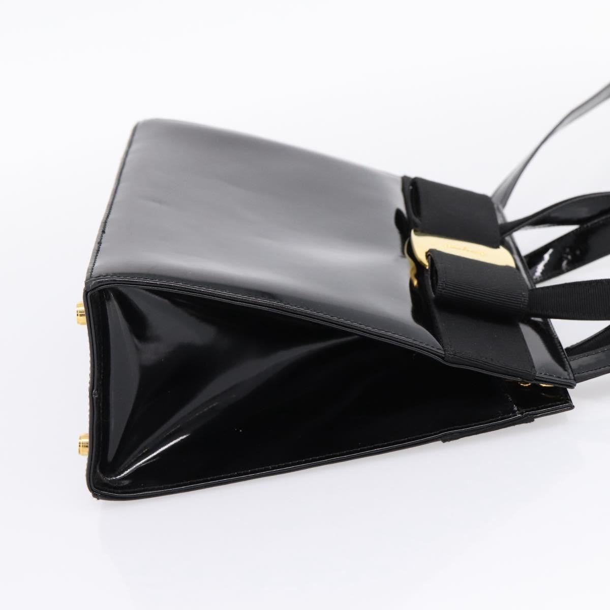 Salvatore Ferragamo Convertible Vara Bow Patent Leather Black Patent_Leather Handbag (Pre-Owned)