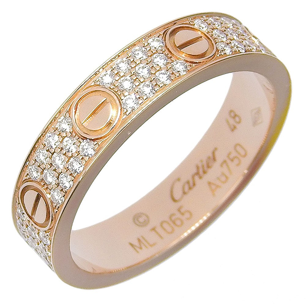 Cartier Love Wedding Band Pave Diamonds 18K Yellow Gold And Diamonds Gold Pink_Gold Ring Jewelry (Pre-Owned)
