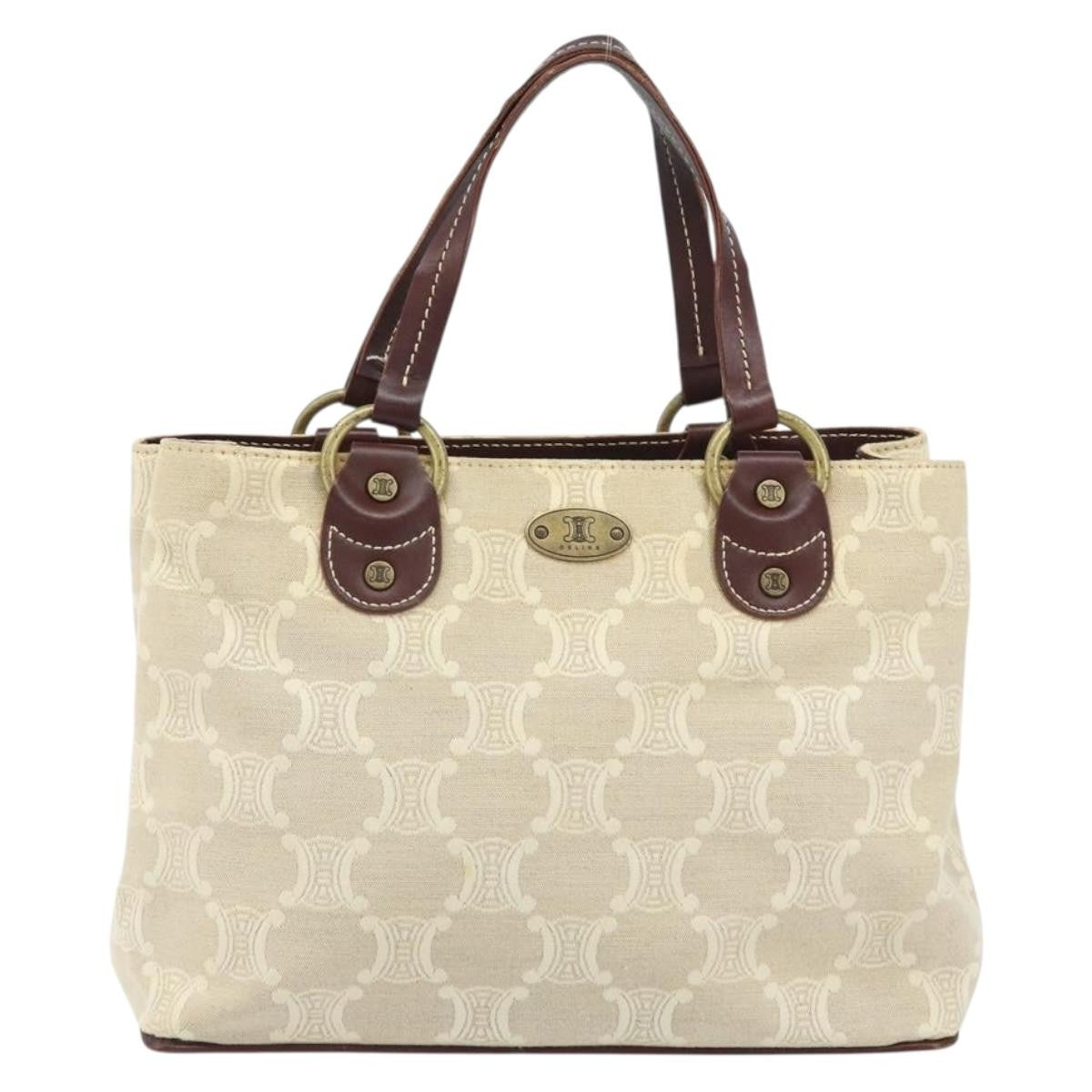Celine Vintage Macadam Canvas And Leather Beige Canvas Handbag (Pre-Owned)