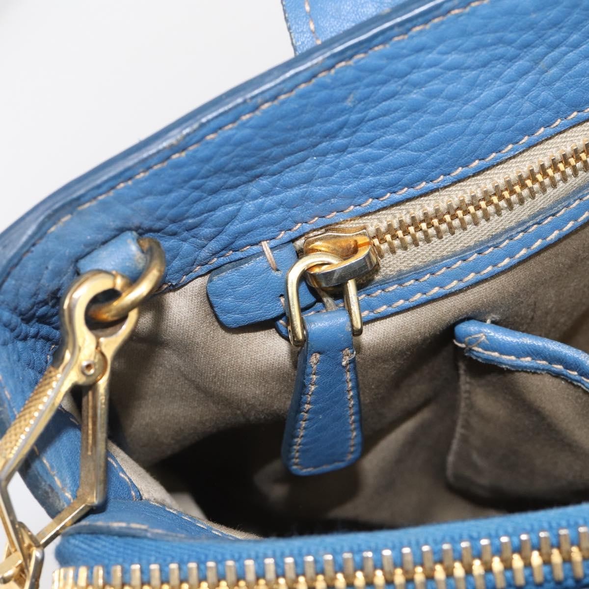 Miu Miu Beau Top Handle Leather Blue Leather Handbag (Pre-Owned)