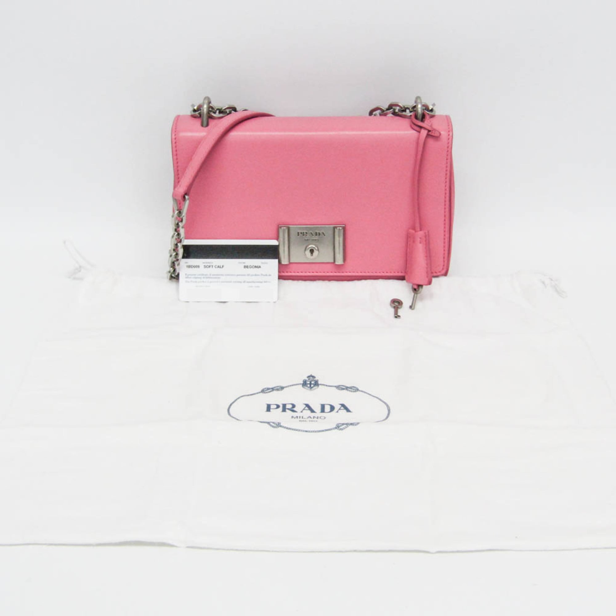 Prada Lux Chain Lock Flap Saffiano Leather Pink Leather Shoulder Bag Bag (Pre-Owned)