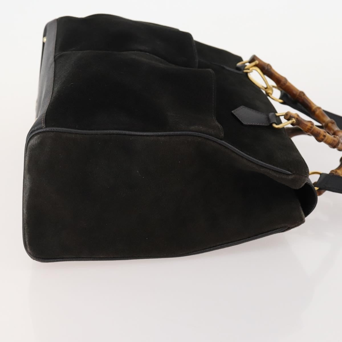 Gucci Vintage Diana Bamboo Top Handle Leather Black Suede Tote Bag Bag (Pre-Owned)