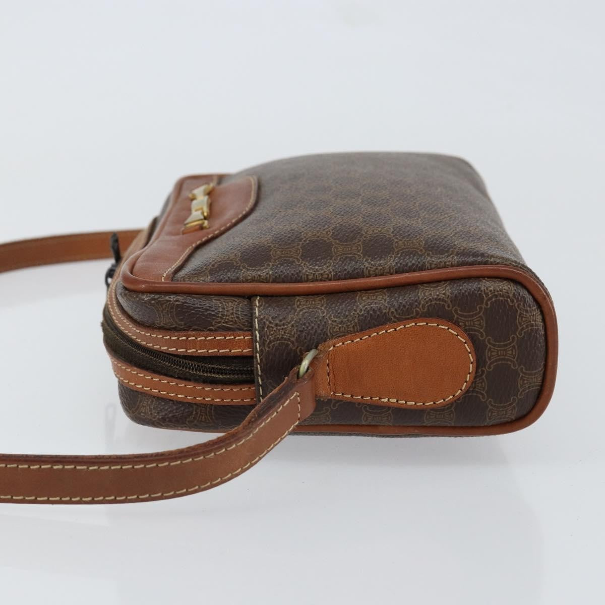 Celine Vintage Macadam Canvas And Leather Brown Canvas Shoulder Bag Bag (Pre-Owned)