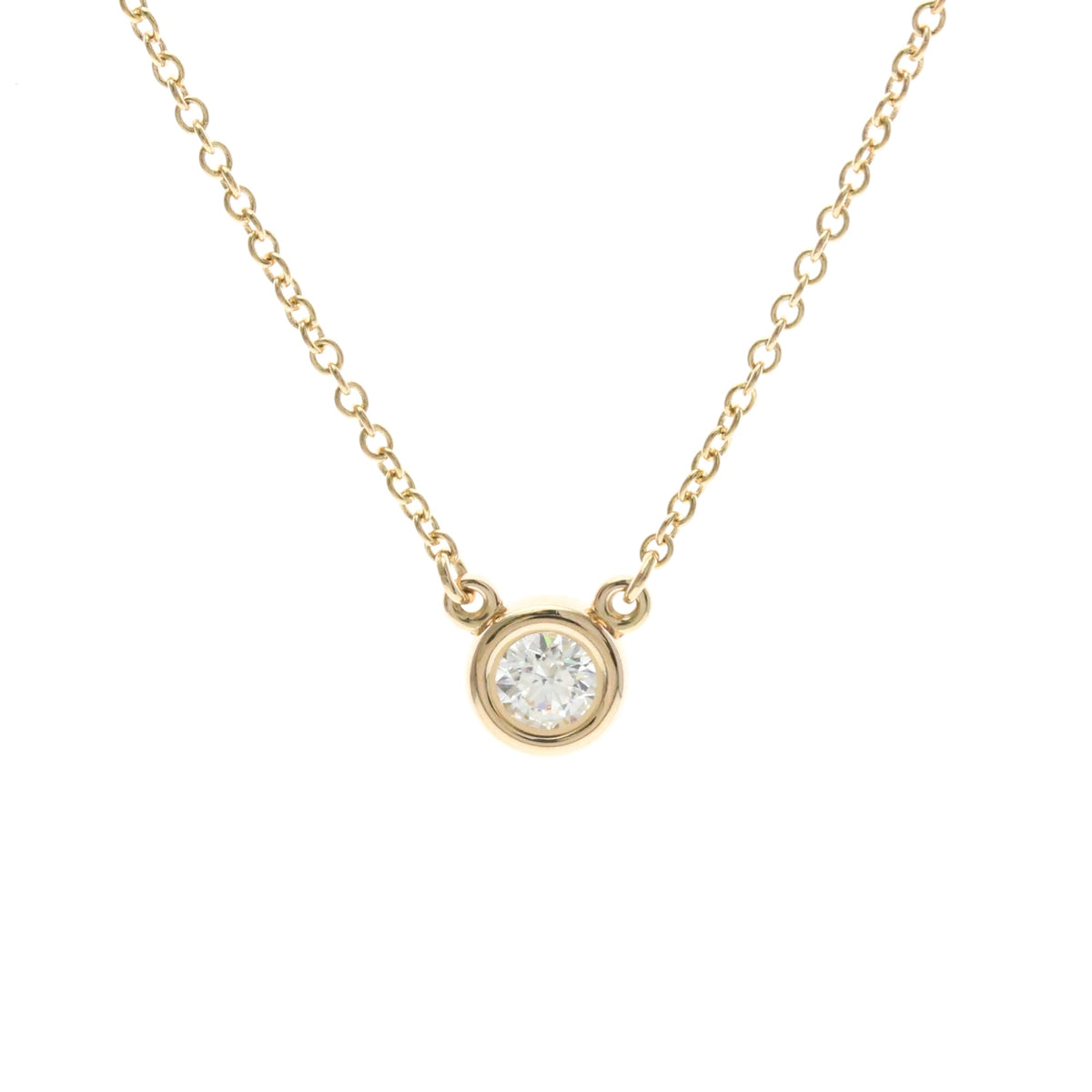 Tiffany & Co. Elsa Peretti Diamonds By The Yard Pendant 18K Rose Gold With Pear-Shaped Diamond Gold Pink_Gold Necklace Jewelry (Pre-Owned)