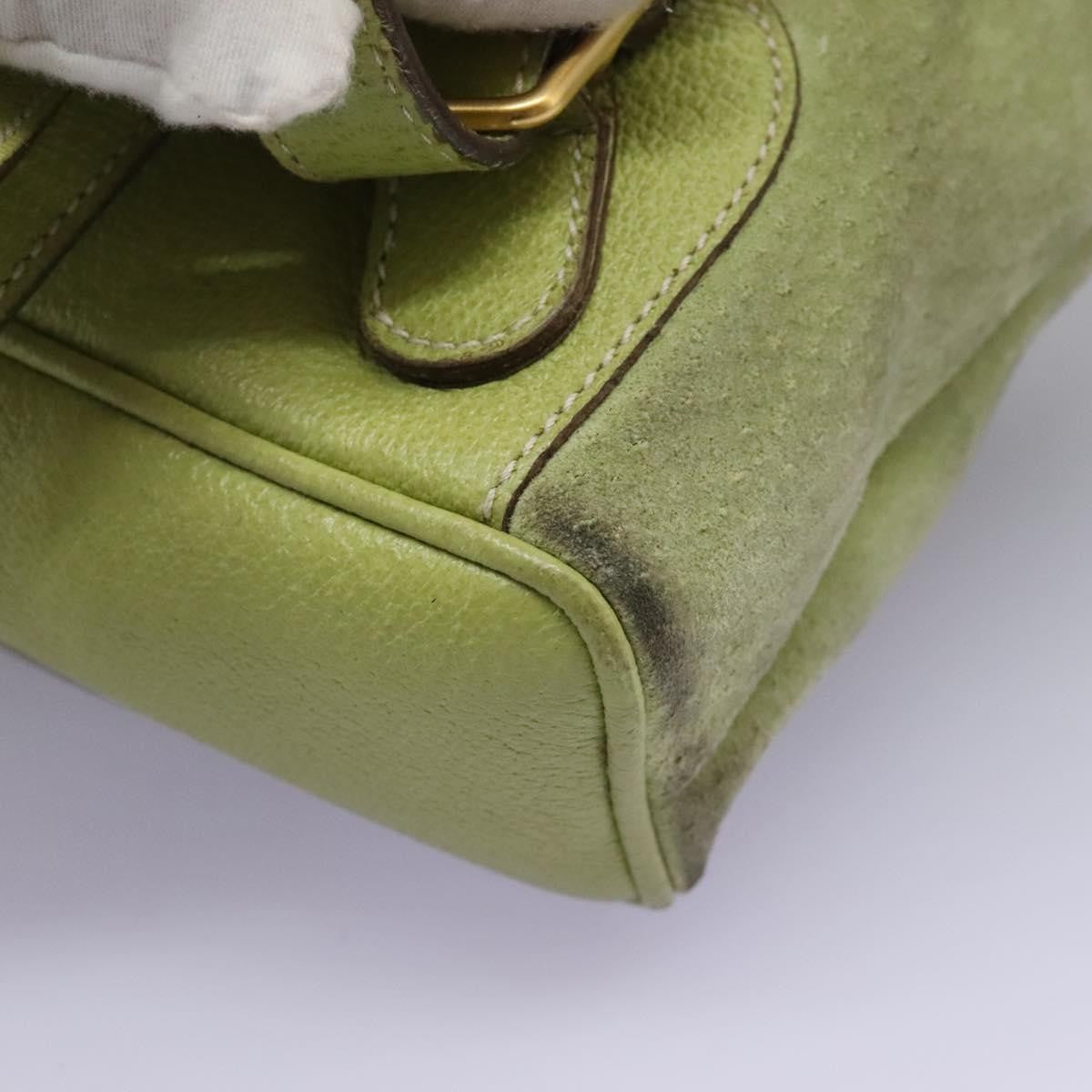 Gucci Gucci Bamboo Daim Green Suede Backpack Bag (Pre-Owned)