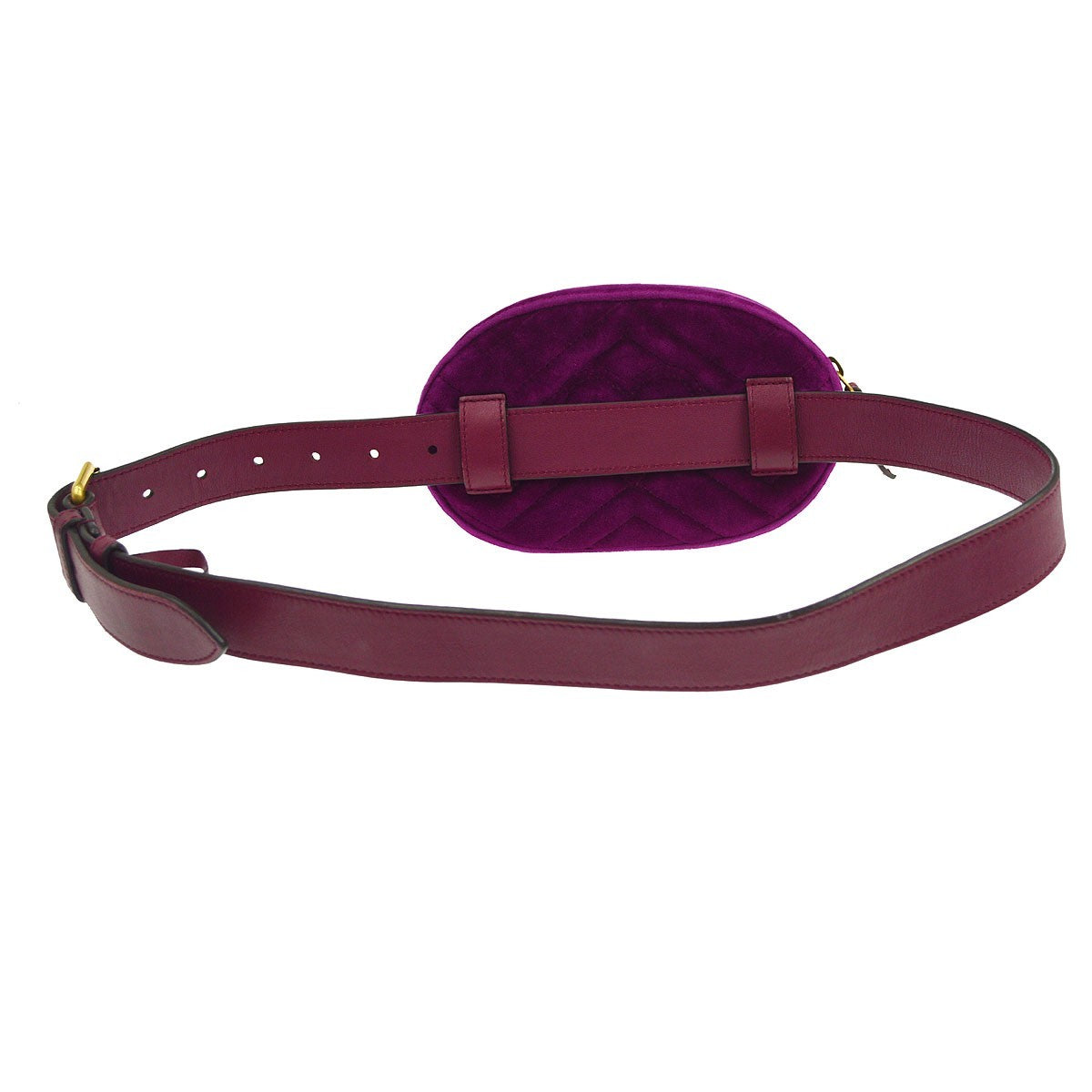Gucci Gg Marmont Belt Matelasse Velvet Purple Velvet Handbag (Pre-Owned)