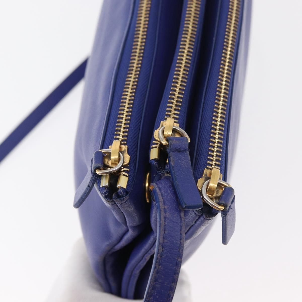 Celine Trio Leather Blue Leather Shoulder Bag Bag (Pre-Owned)