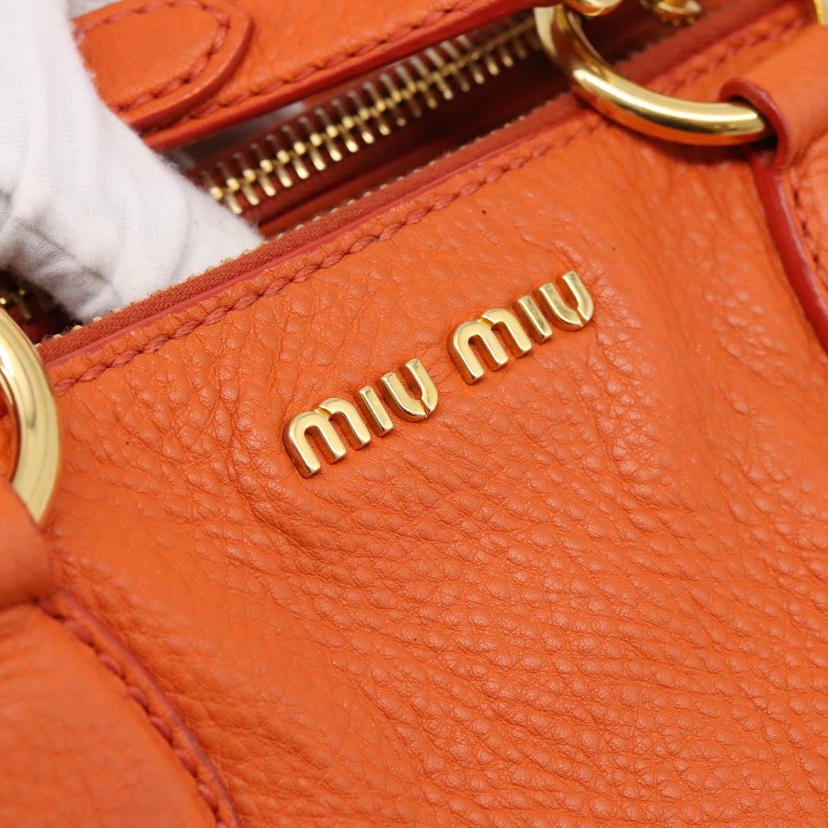 Miu Miu Caribou Convertible Tote Leather Orange Leather Handbag (Pre-Owned)