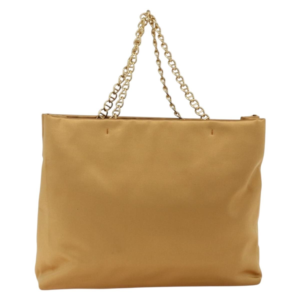 Prada Chain Satin Gold Satin Shoulder Bag Bag (Pre-Owned)
