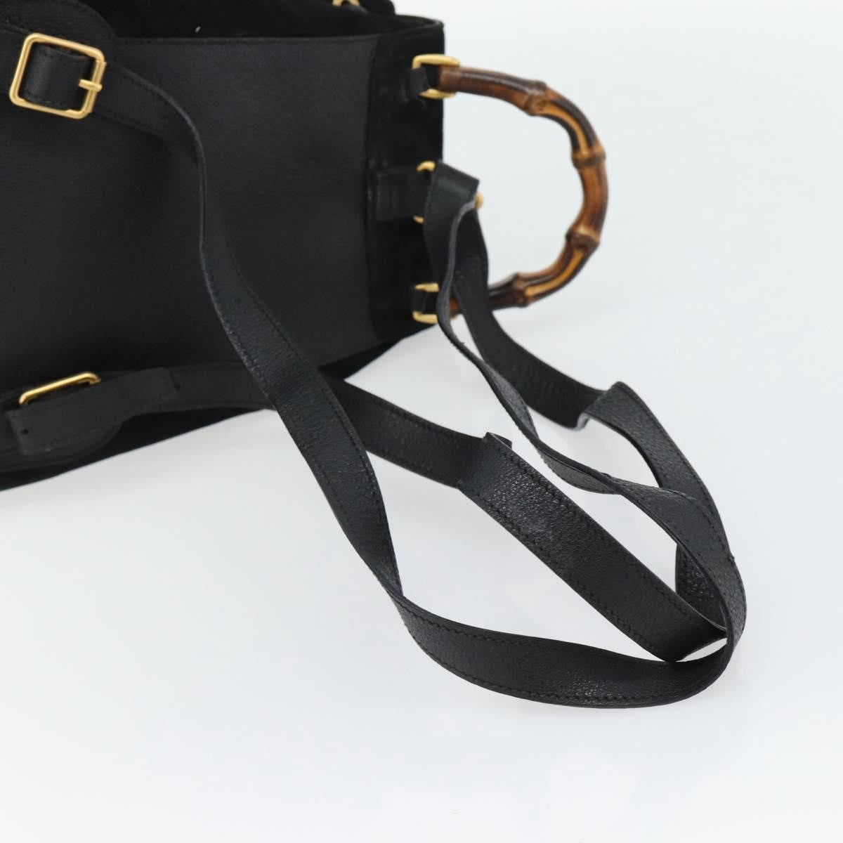 Gucci Vintage Bamboo Suede Black Suede Backpack Bag (Pre-Owned)