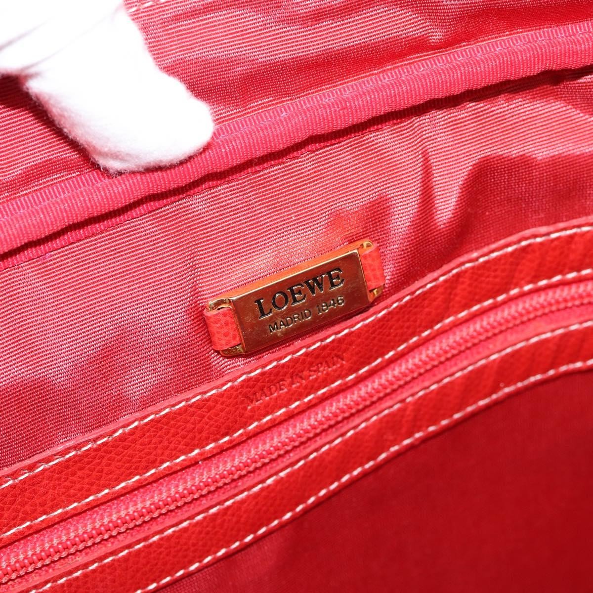 Loewe Anagram Business Leather Red Leather Briefcase Bag (Pre-Owned)