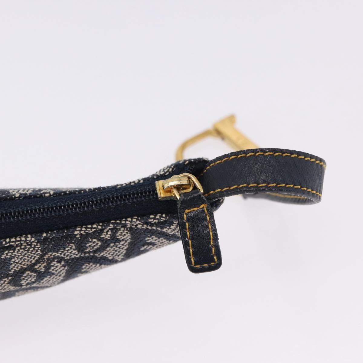 Christian Dior Vintage Saddle Zip Coin Purse Diorissimo Canvas Navy Canvas Clutche & Pouche Bag (Pre-Owned)