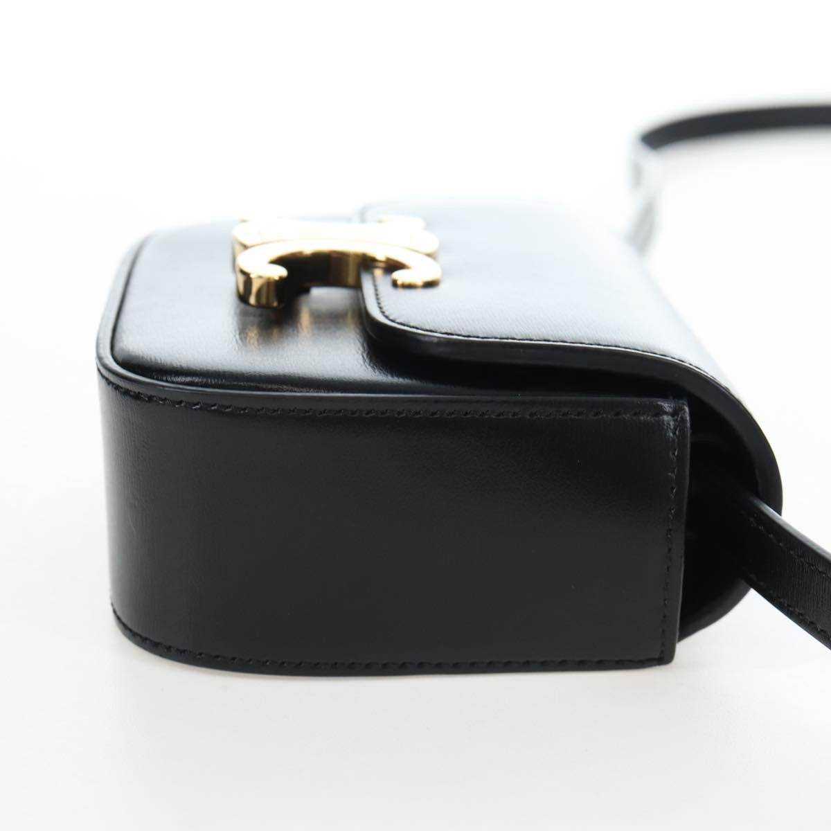 Celine Triomphe Smooth Calfskin Black Leather Shoulder Bag Bag (Pre-Owned)