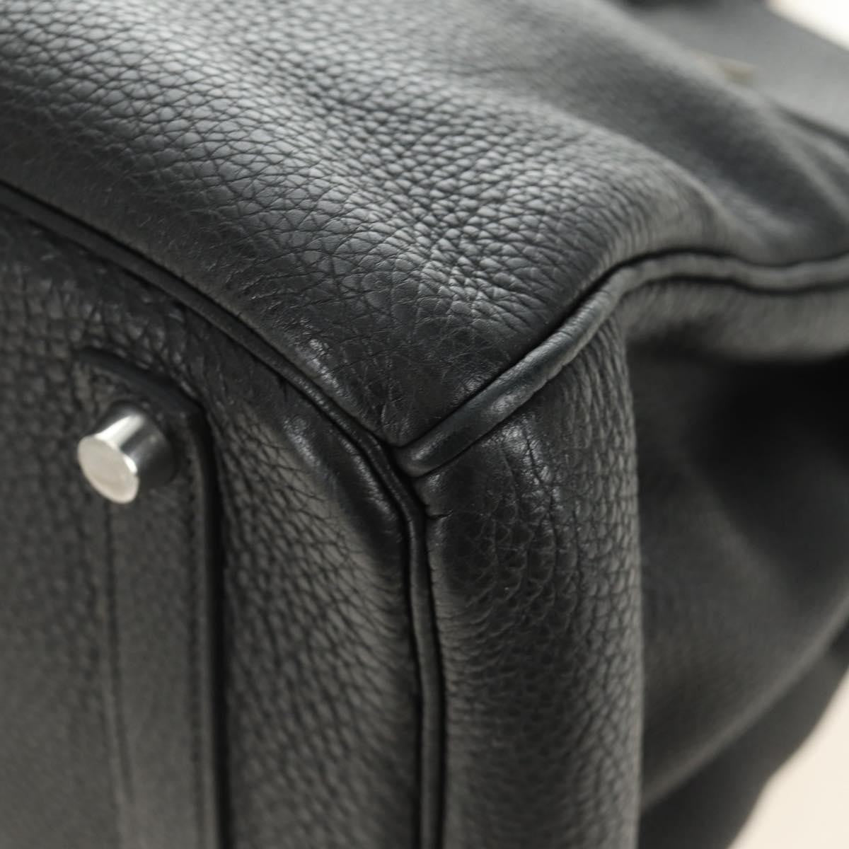 Hermes Birkin Black Clemence With Palladium Hardware Black Leather Handbag (Pre-Owned)