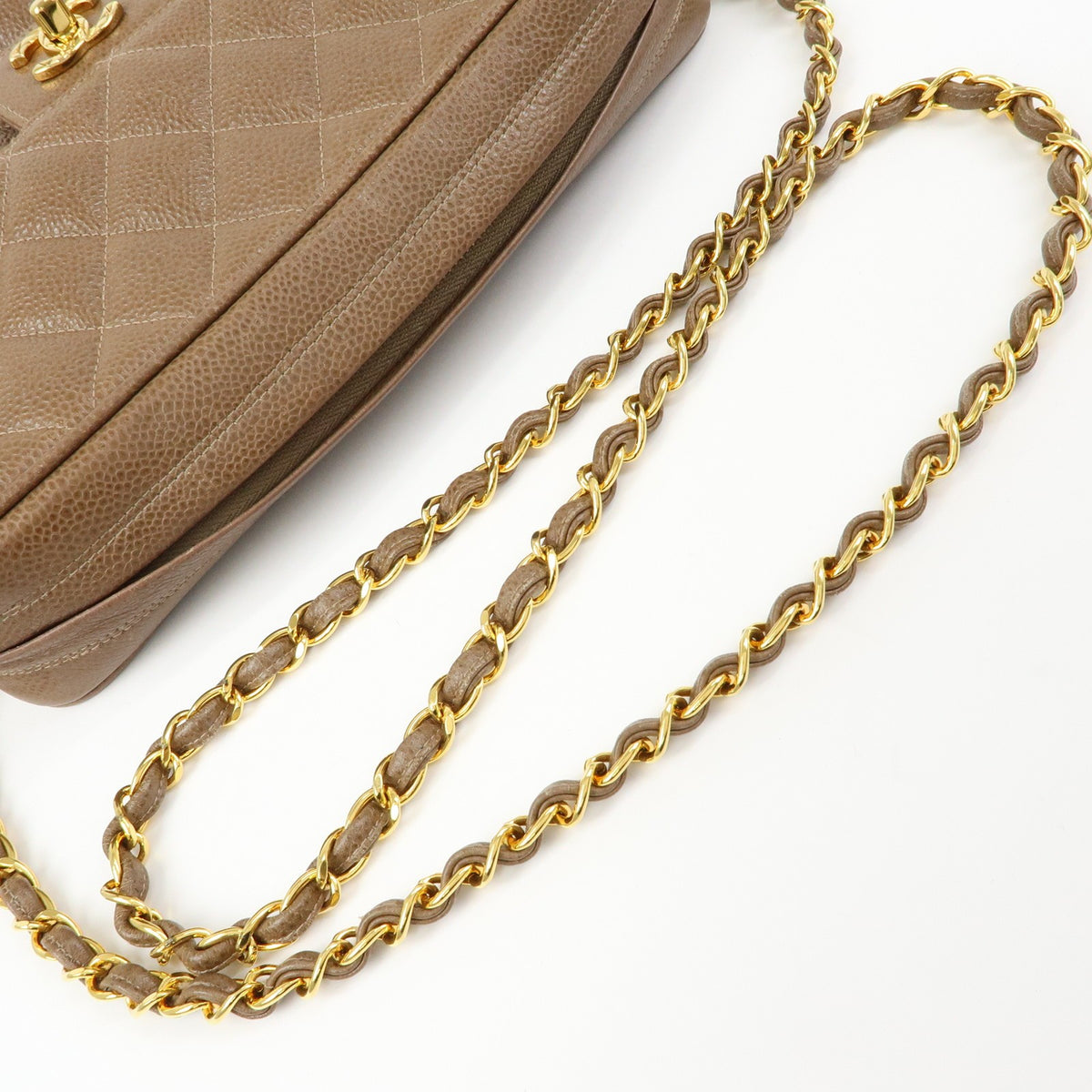 Chanel Vintage Front Pocket Camera Quilted Caviar Brown Leather Handbag (Pre-Owned)