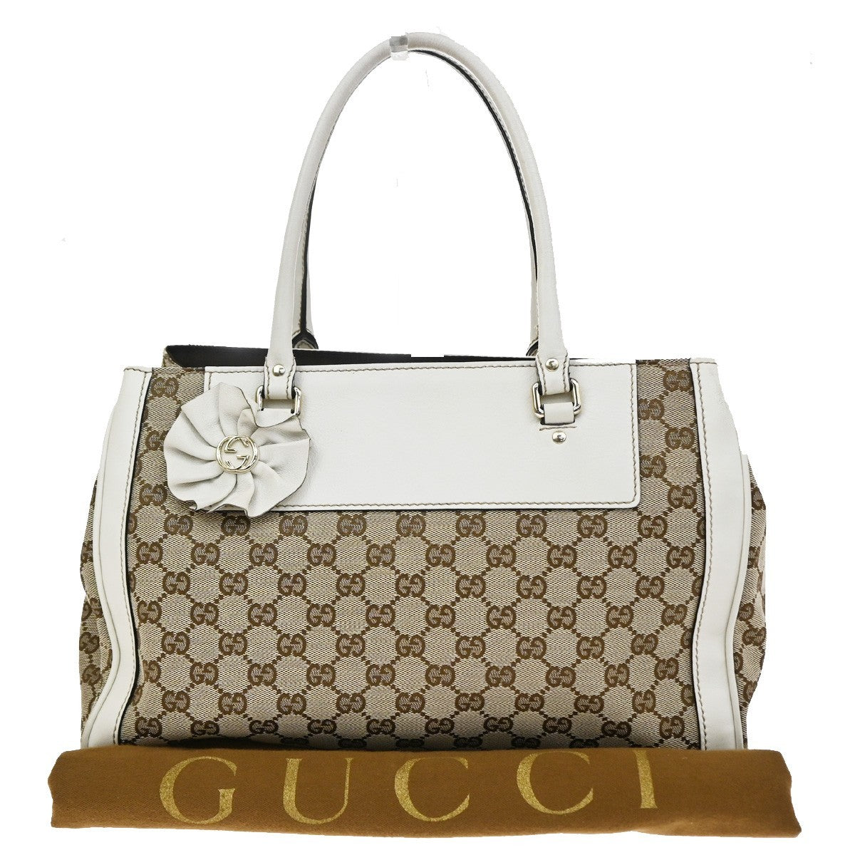 Gucci Trophy Gg Canvas With Leather Brown Canvas Tote Bag Bag (Pre-Owned)