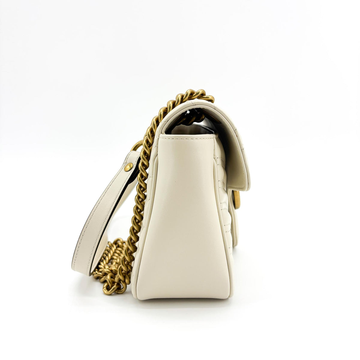 Gucci Gg Marmont Patent White Leather Shoulder Bag Bag (Pre-Owned)