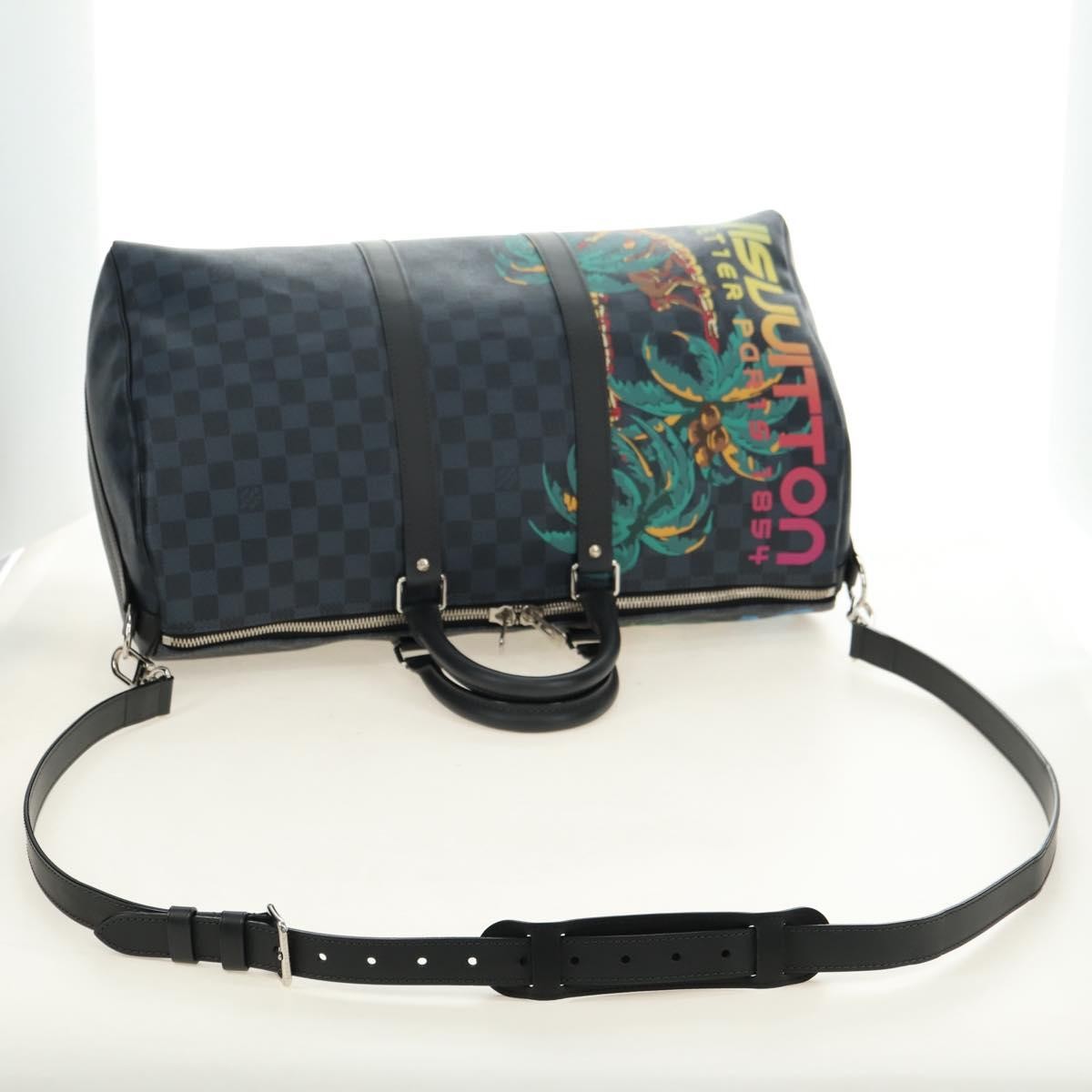 Louis Vuitton Keepall Bandouliere Limited Edition Damier Cobalt Jungle Blue Canvas Travel Bag Bag (Pre-Owned)