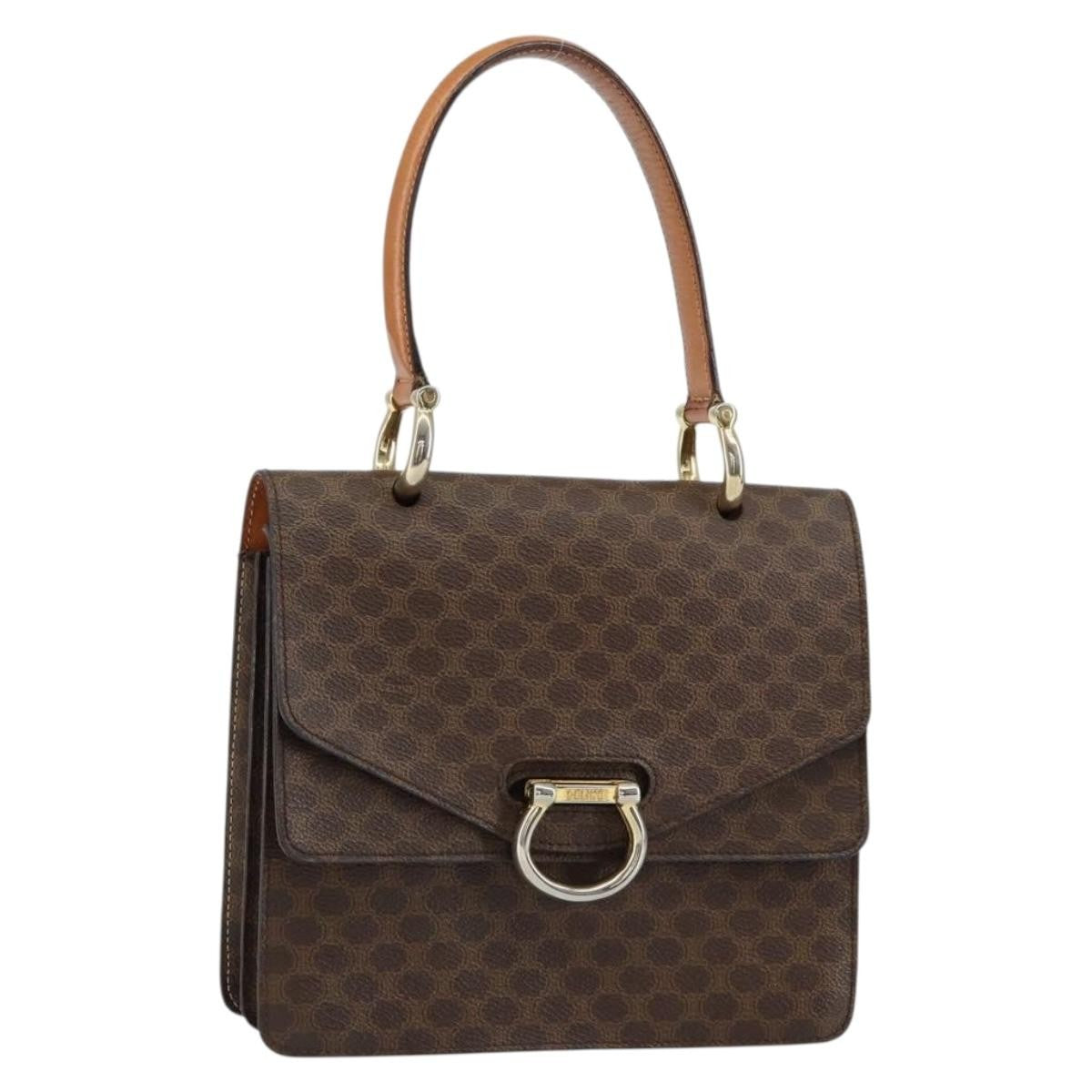 Celine Vintage Top Handle Macadam Canvas Brown Canvas Handbag (Pre-Owned)