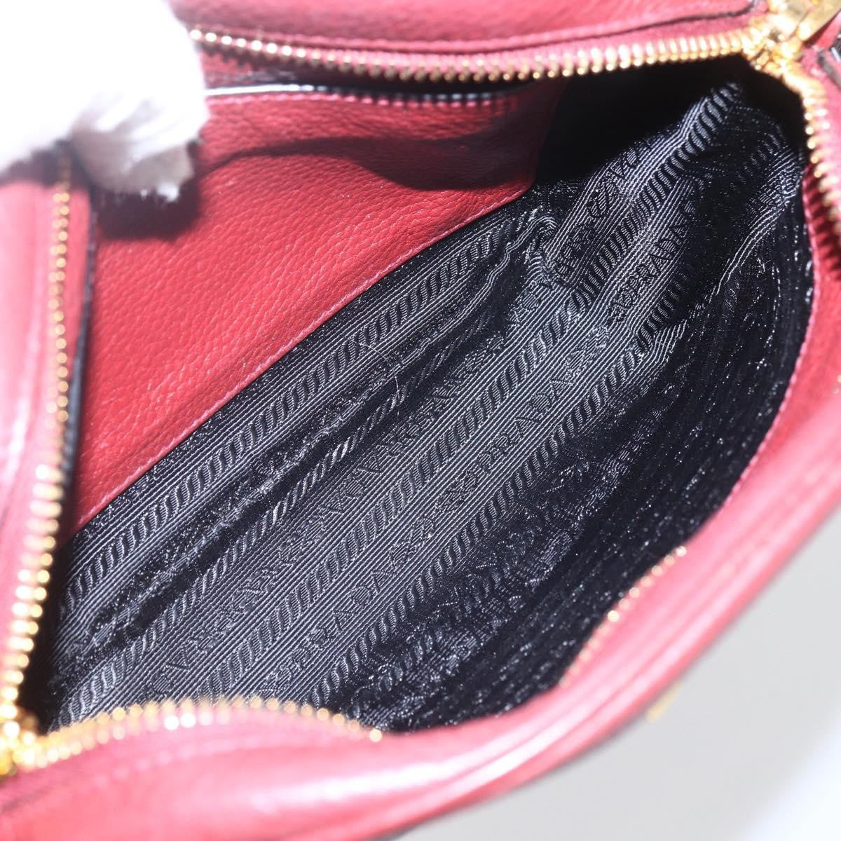 Prada Dual Strap Vitello Daino Burgundy Leather Shoulder Bag Bag (Pre-Owned)