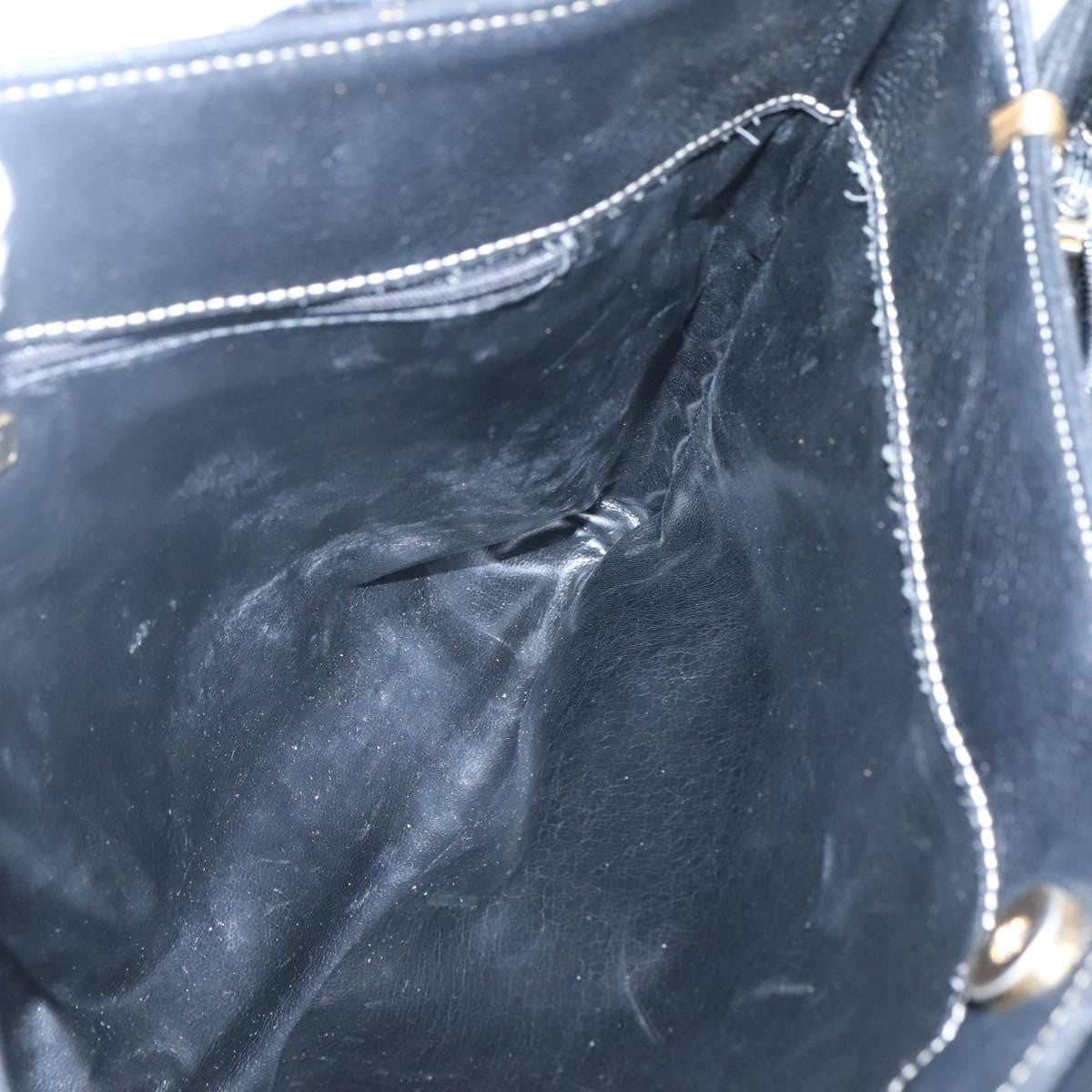 Bally Vintage Leather Black Leather Handbag (Pre-Owned)