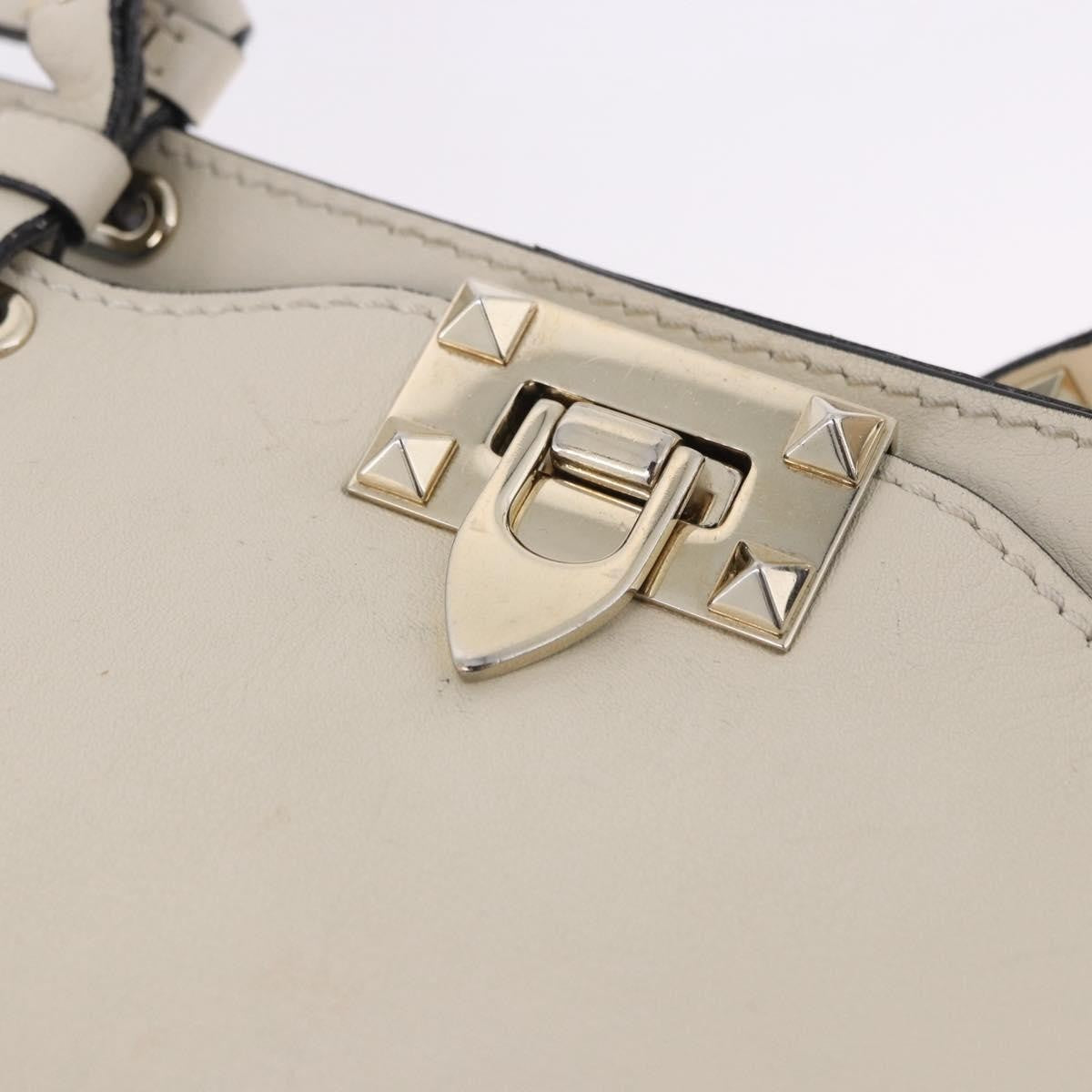 Valentino Garavani Rockstud Tote Soft Leather White Leather Tote Bag Bag (Pre-Owned)