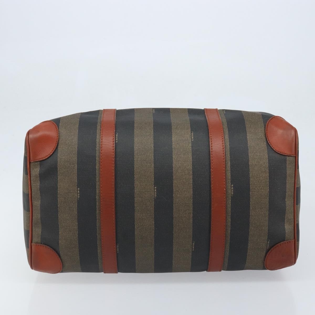 Fendi Vintage Pequin Boston Coated Canvas Brown Canvas Travel Bag Bag (Pre-Owned)