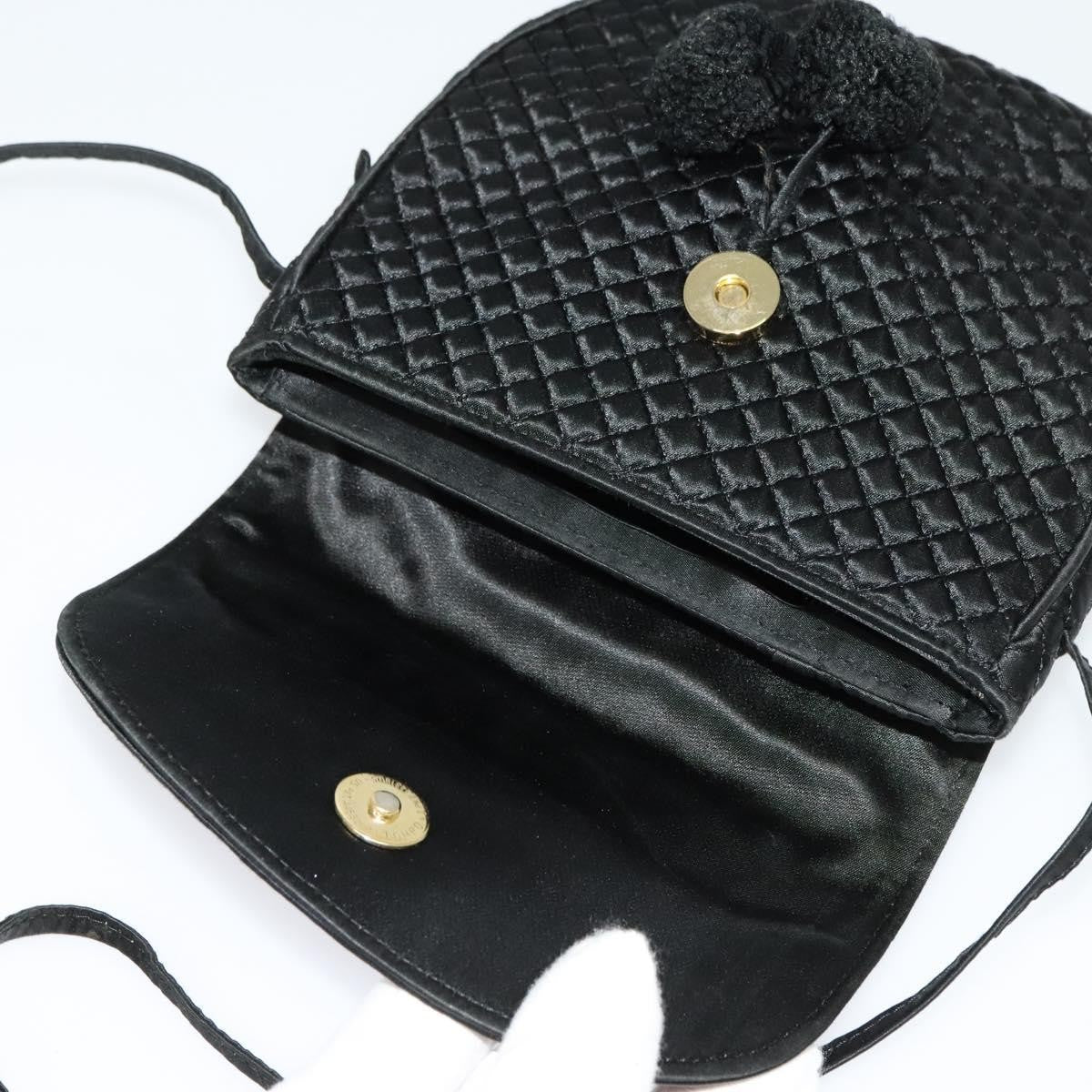 Bottega Veneta Intrecciato Clutch Calfskin Black Satin Shoulder Bag Bag (Pre-Owned)