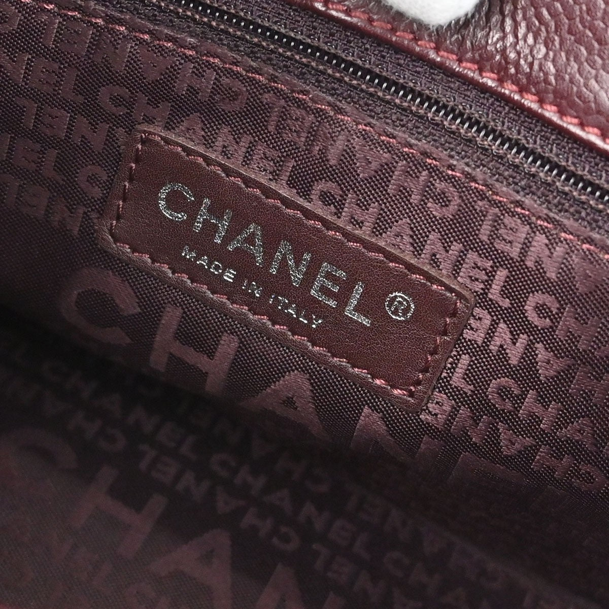 Chanel Mademoiselle Lock Woven Straw Burgundy Leather Shoulder Bag Bag (Pre-Owned)