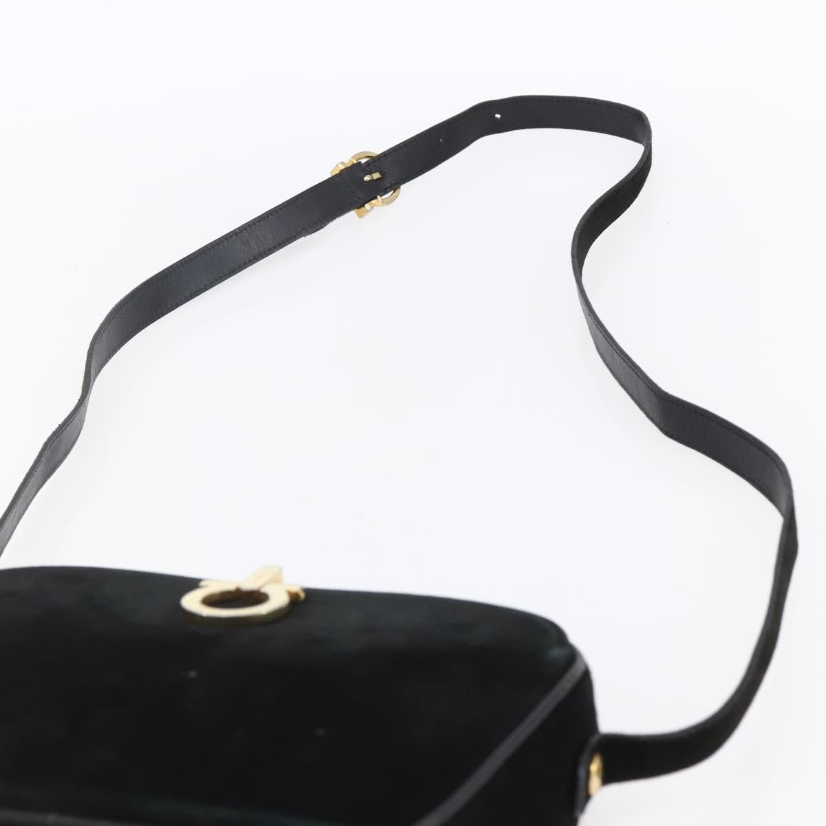 Salvatore Ferragamo Gancini Suede Black Suede Shoulder Bag Bag (Pre-Owned)