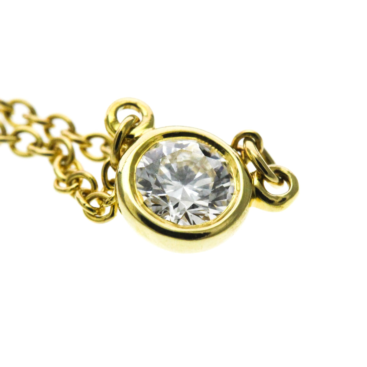 Tiffany & Co. Elsa Peretti Diamonds By The Yard Pendant 18K Rose Gold With Pear-Shaped Diamond Yellow Yellow_Gold Necklace Jewelry (Pre-Owned)