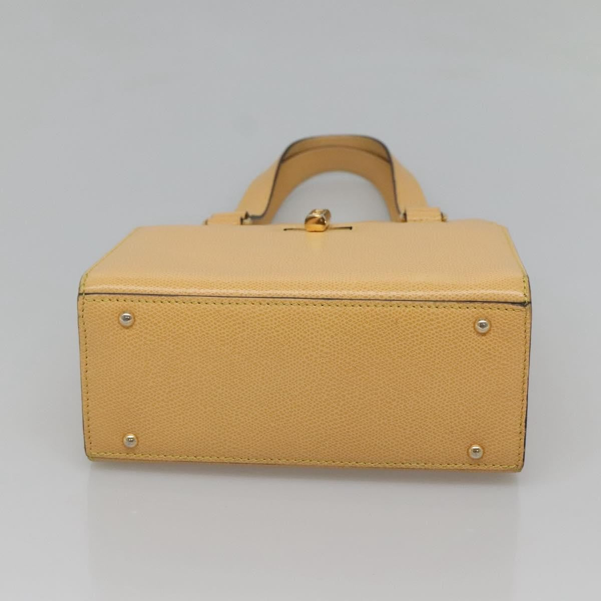 Celine Vintage Turnlock Leather Yellow Leather Handbag (Pre-Owned)