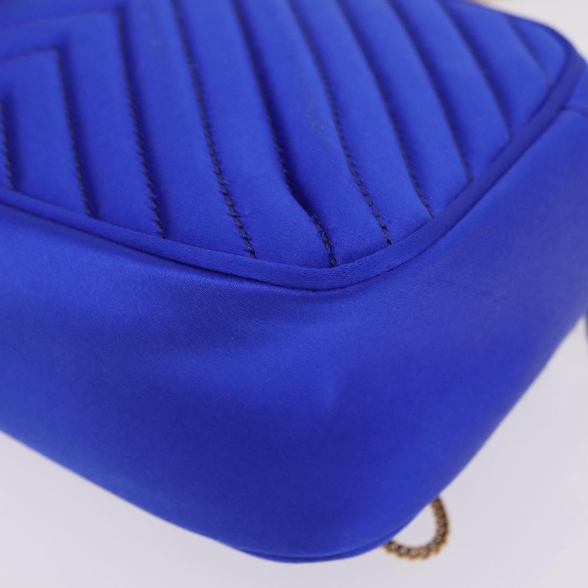 Stella Mccartney Stella Star Camera Quilted Satin Blue Satin Handbag (Pre-Owned)