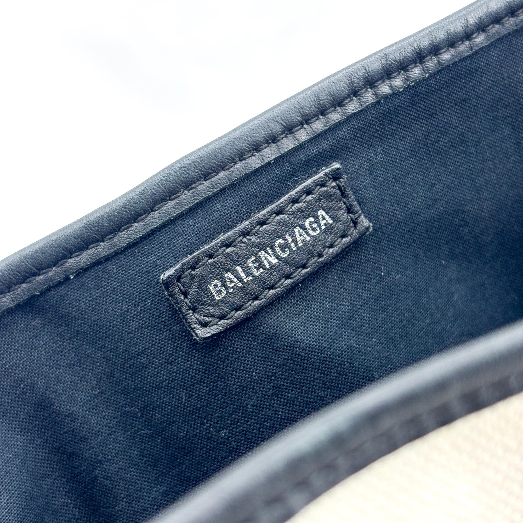 Balenciaga Navy Cabas Canvas With Leather Black Canvas Tote Bag Bag (Pre-Owned)