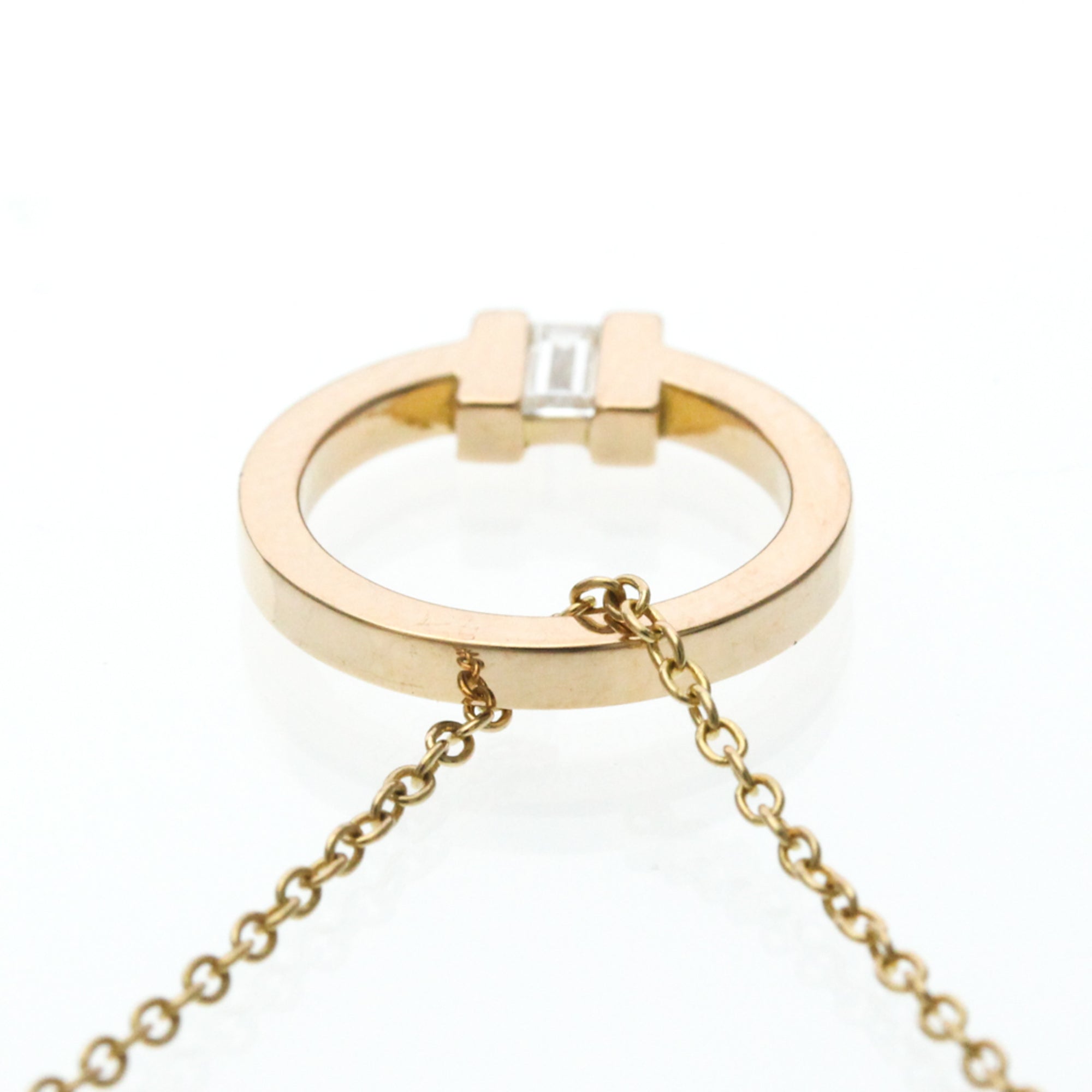 Tiffany & Co. T Circle Pendant 18K Rose Gold With Diamond Gold Pink_Gold Necklace Jewelry (Pre-Owned)