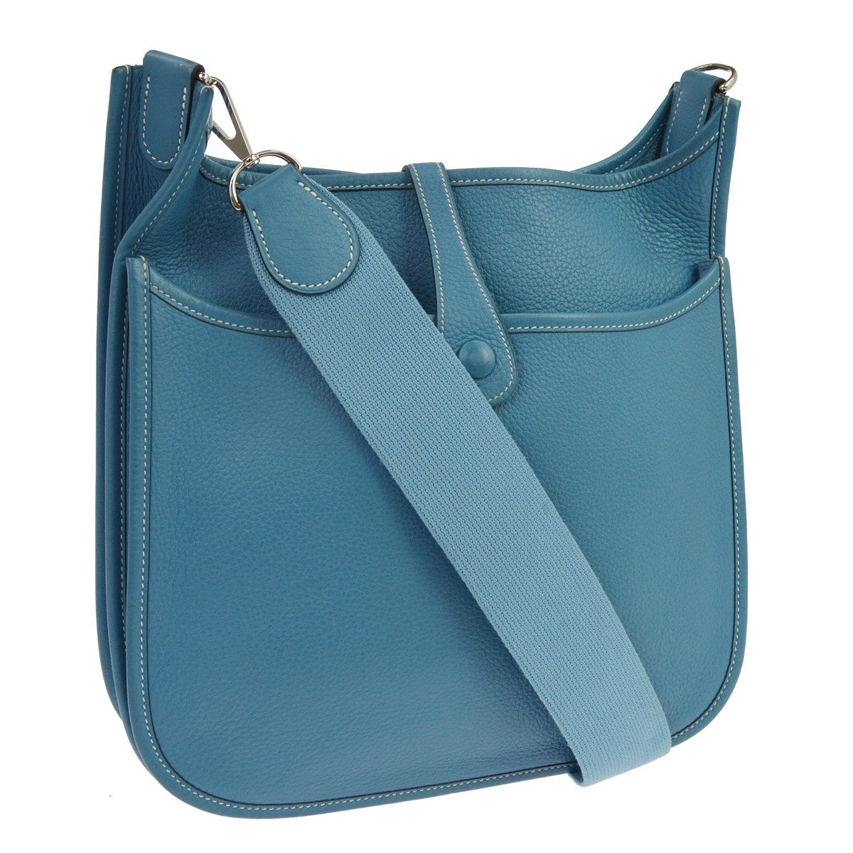 Hermes Evelyne Bag Gen Ii Clemence Blue Leather Shoulder Bag Bag (Pre-Owned)