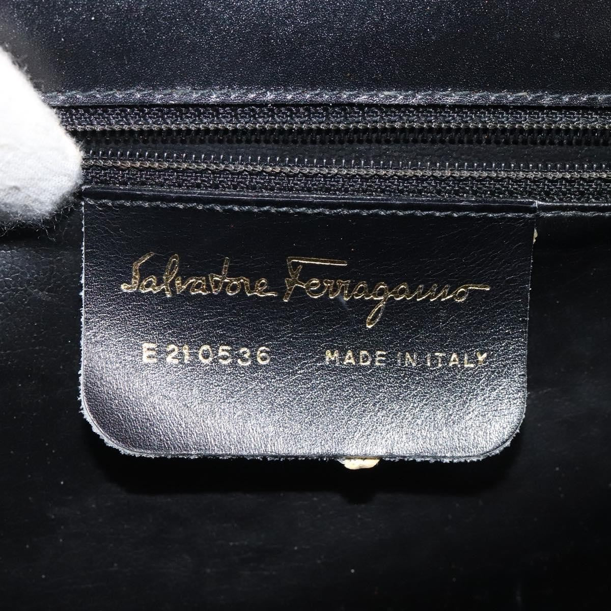 Salvatore Ferragamo Convertible Top Handle Leather Black Leather Handbag (Pre-Owned)