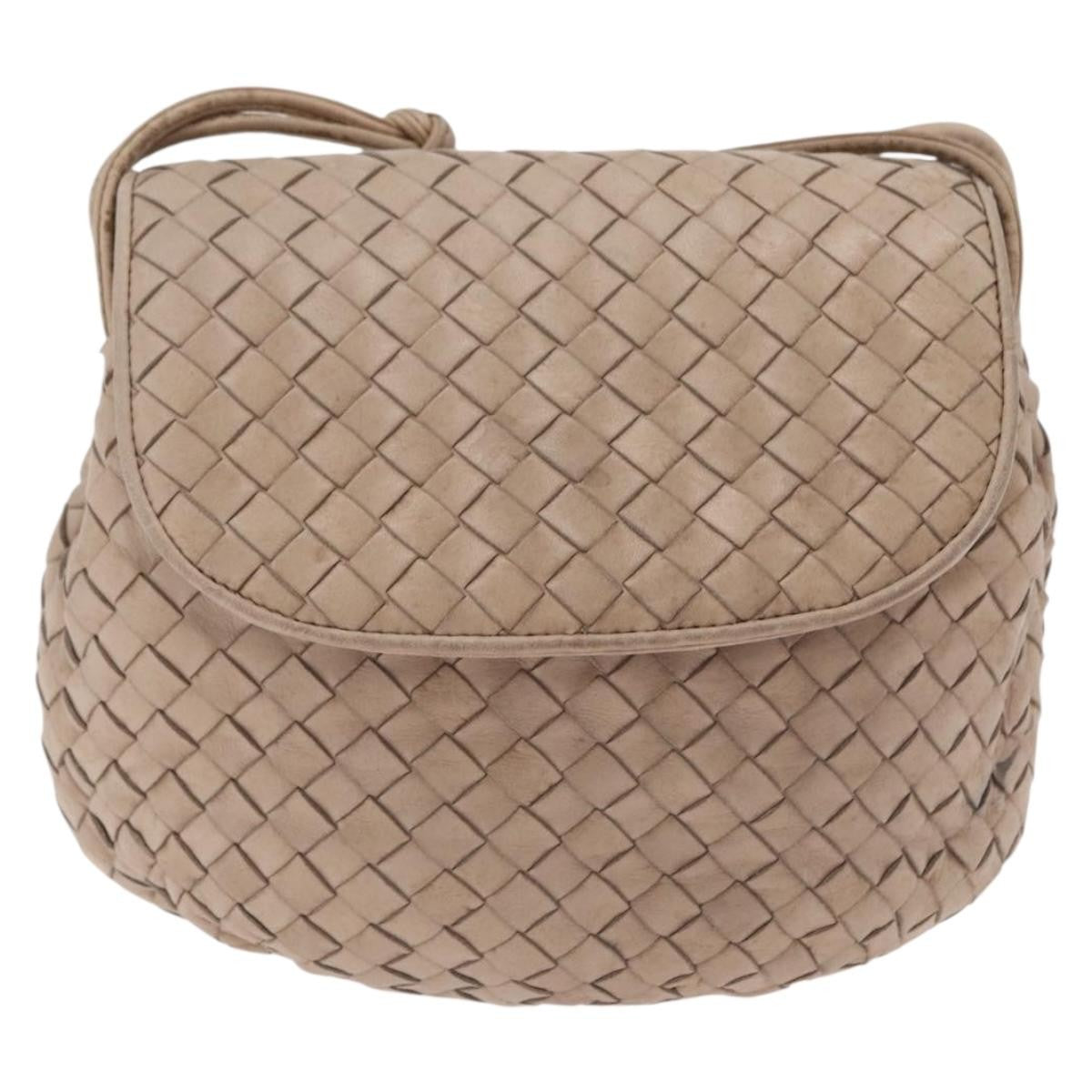 Bottega Veneta Intrecciato Shoulder Leather Beige Leather Shoulder Bag Bag (Pre-Owned)