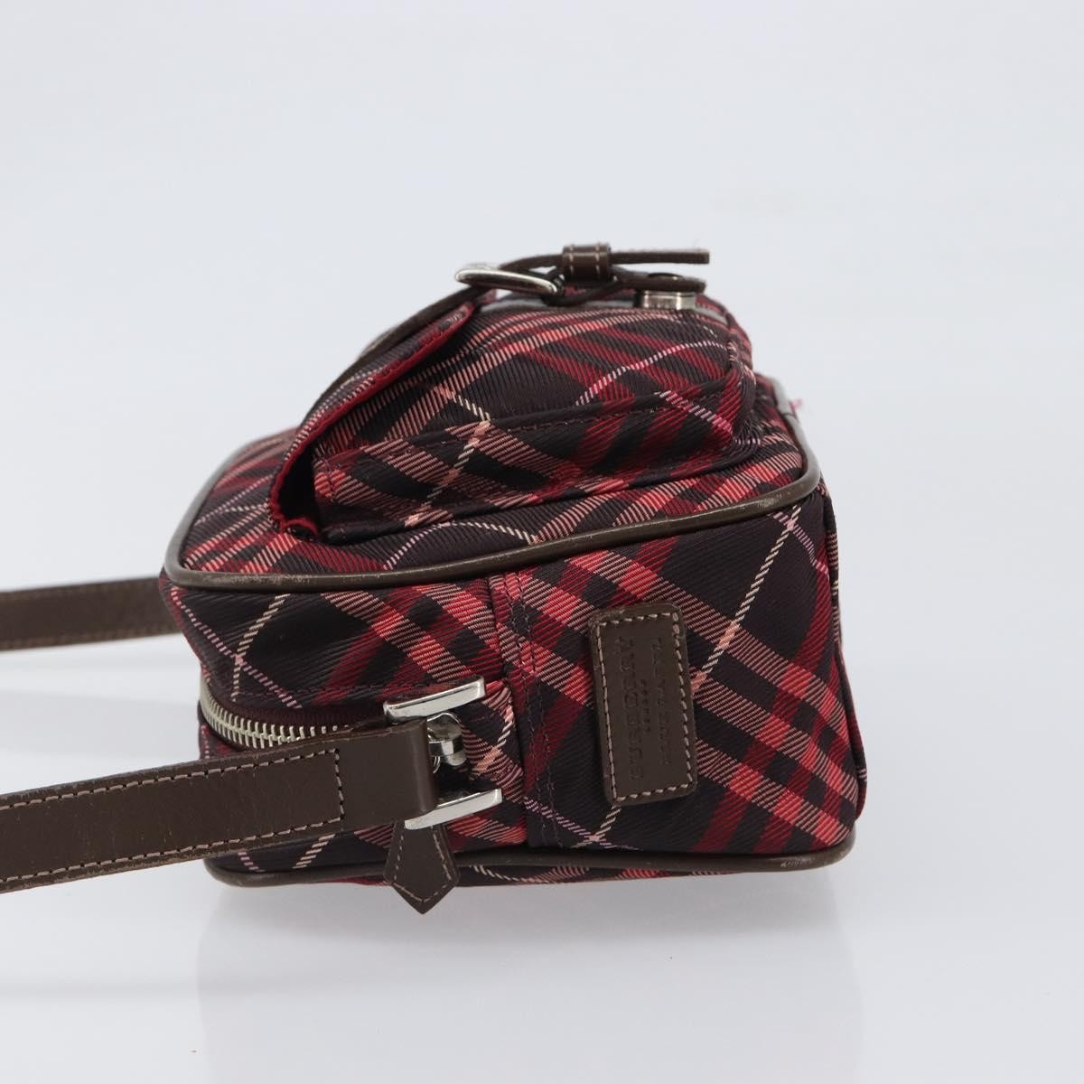 Burberry Nova Check Blue Label Nylon Burgundy Nylon Shoulder Bag Bag (Pre-Owned)
