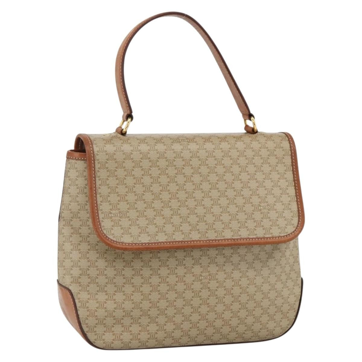 Celine Vintage Macadam Canvas And Leather Beige Canvas Handbag (Pre-Owned)