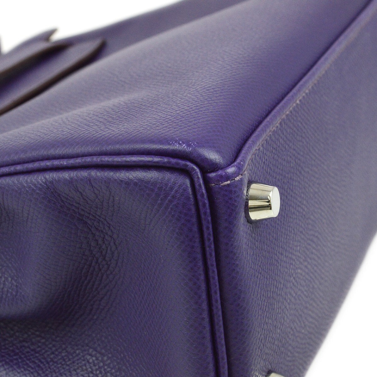 Hermes Kelly Purple Epsom With Palladium Hardware Purple Leather Handbag (Pre-Owned)