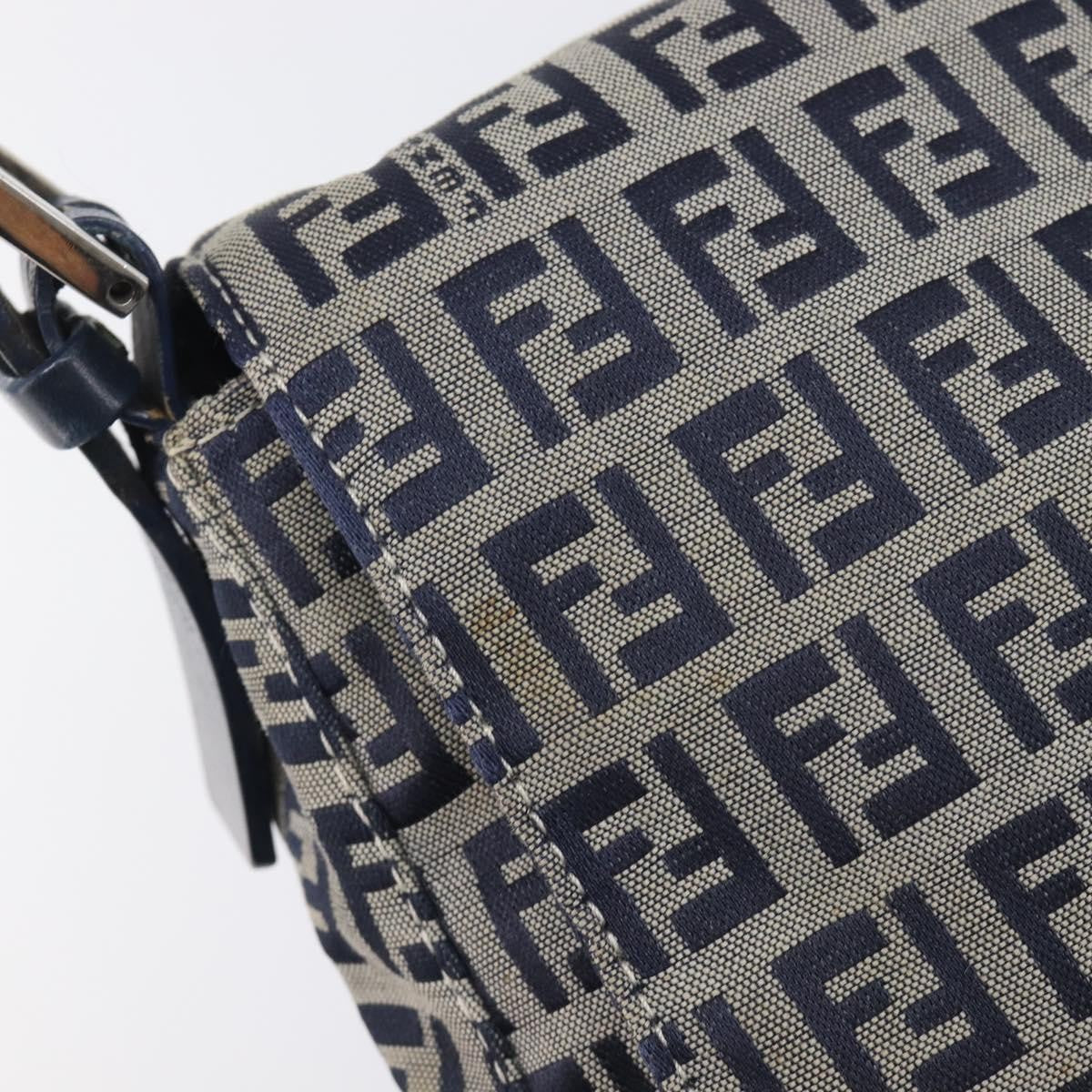 Fendi Zucchino Mamma Baguette Canvas Navy Canvas Shoulder Bag Bag (Pre-Owned)