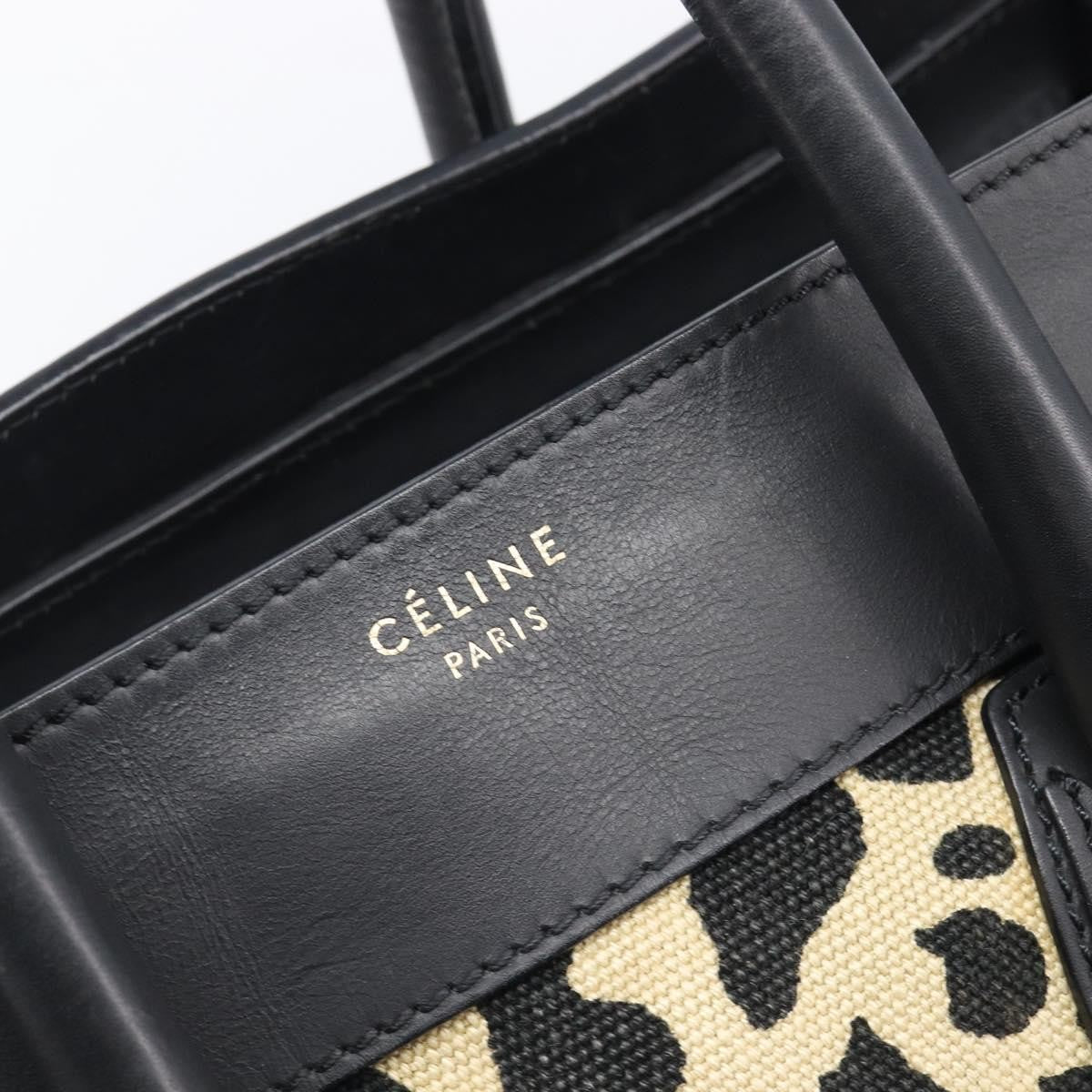 Celine Luggage Printed Canvas And Leather Black Leather Handbag (Pre-Owned)