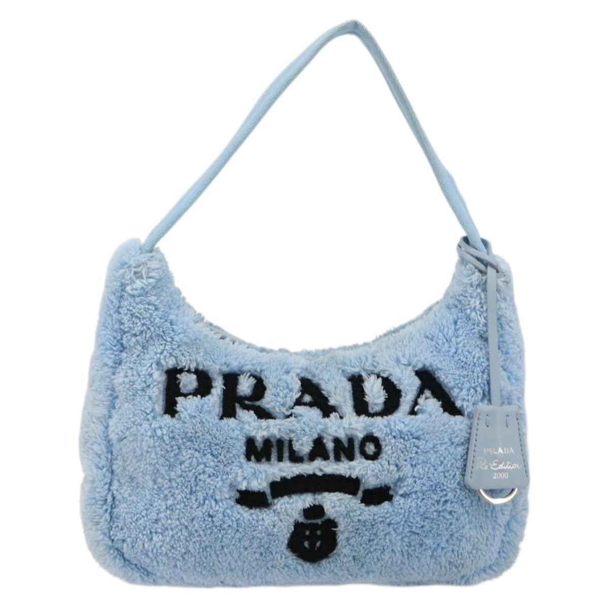 Prada Re-Edition 2000 Hobo Terry Cloth Blue Cloth Shoulder Bag Bag (Pre-Owned)