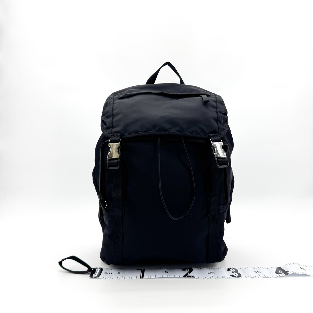 Prada Double Buckle Tessuto Black Nylon Backpack Bag (Pre-Owned)