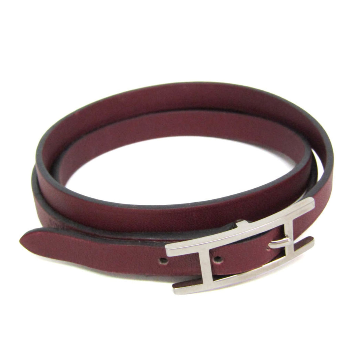 Hermes Hapi 3 Leather Burgundy Leather Bracelet Jewelry (Pre-Owned)