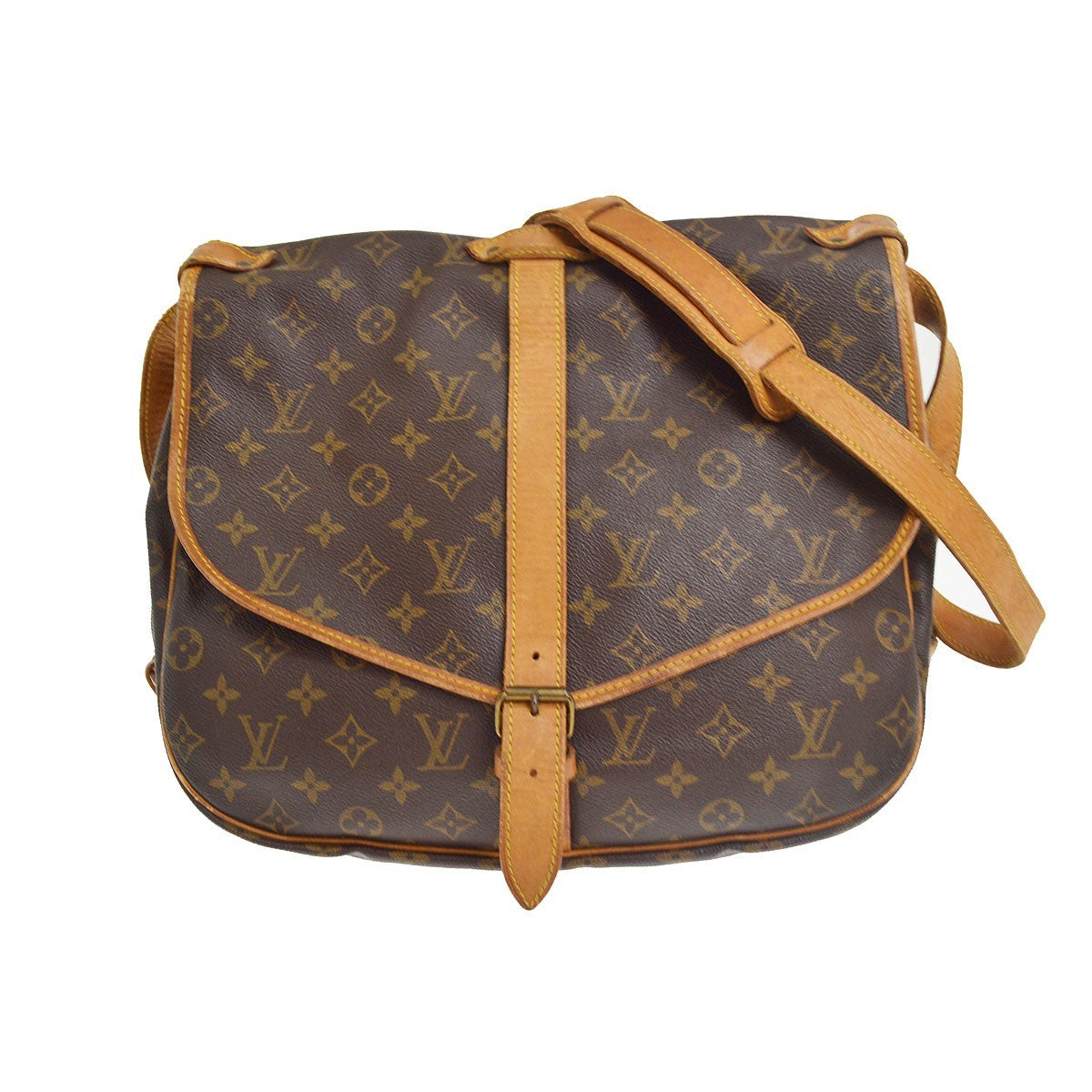 Louis Vuitton Saumur Monogram Brown Canvas Shoulder Bag Bag (Pre-Owned)