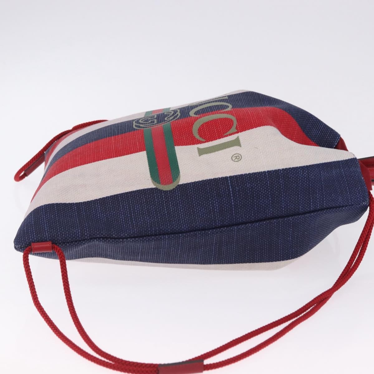 Gucci Logo Drawstring Striped Canvas Multicolour Canvas Backpack Bag (Pre-Owned)
