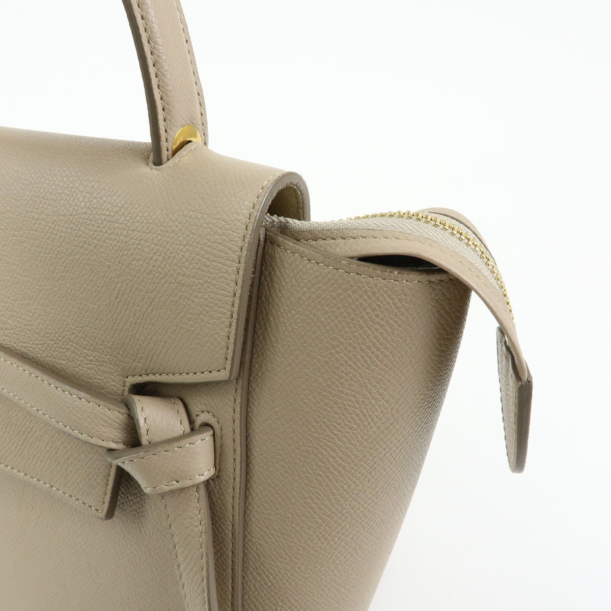 Celine Belt Textured Leather Beige Leather Handbag (Pre-Owned)